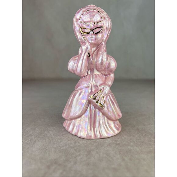 Vintage Iridescent Pink Gold Lusterware Ceramic Lady Figurine - Picture 3 of 9